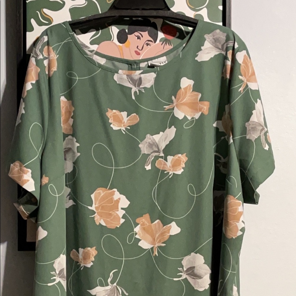 Ava & Viv blouse green 4x